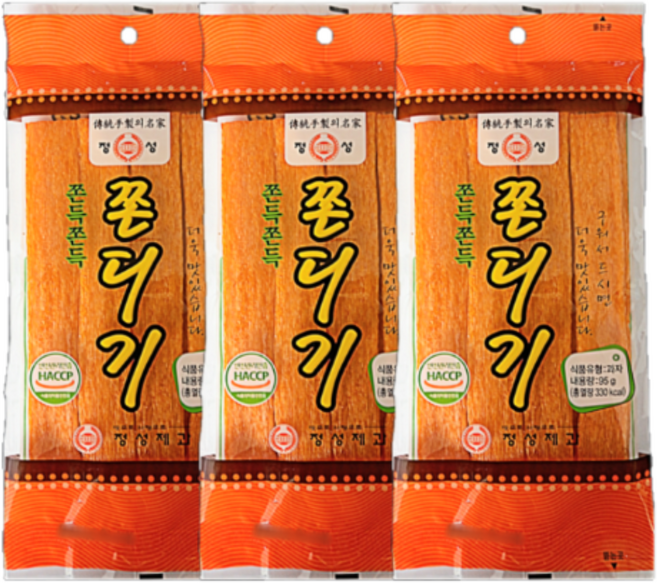 정성제과 쫀득쫀득 쫀디기, 95g, 3개