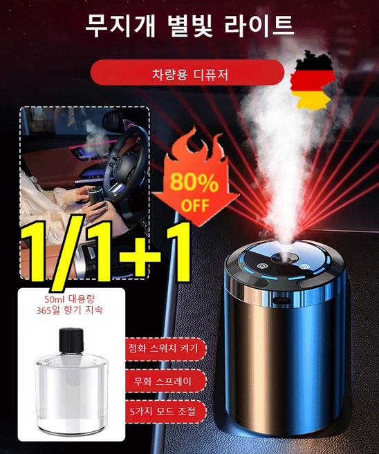 1/1+1 로맨틱 스타라이트 루프 효과 스마트 차량용 디퓨저 차량용 디퓨져 고급자동차방향제, 디럭스 에디션*1, 고대 용