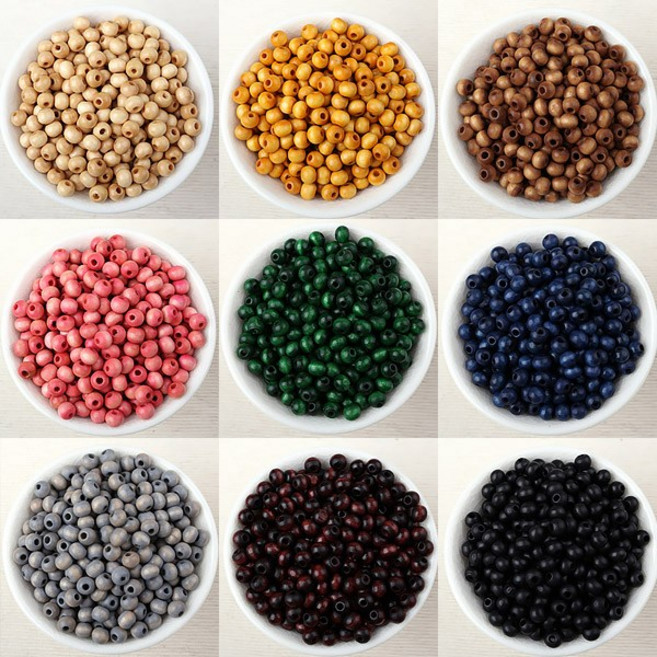 싼비즈 [5802-G]우드볼 6mm 내경2mm 18color 50개