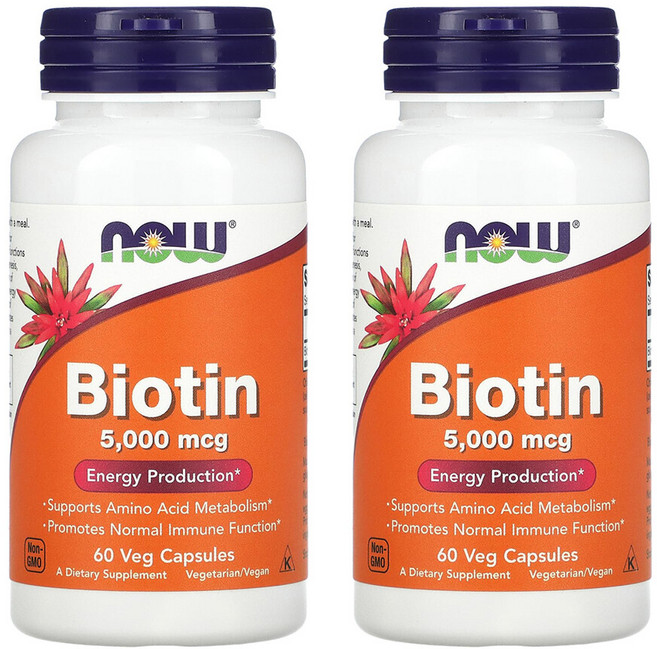 나우푸드 2개X 비오틴 5000mcg 베지 캡슐 60정, 2개