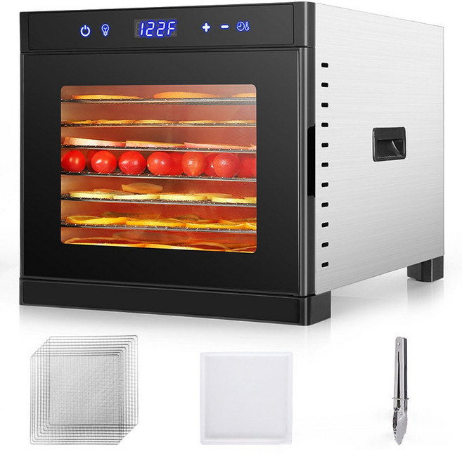 Felsted 菲仕德 8層不鏽鋼食品烘乾機 智能控溫 寵物零食機 蔬果乾燥機, 黑色 8層/智能數顯觸控