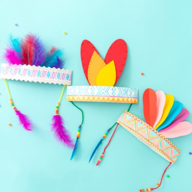 인디언 머리띠 종이 왕관만들기 / 어린이집 유아 초등 집콕놀이 DIY, 일반깃털, 1개