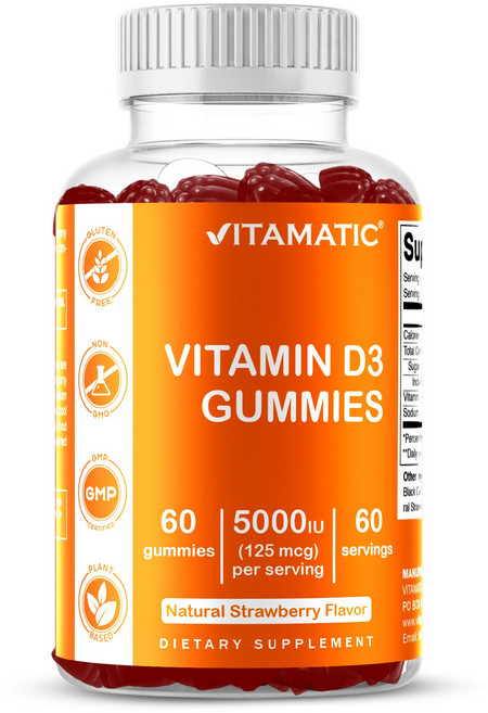 비타매틱 D3 젤리 - 고함량 5000 IU (125 mcg) - 젤리 60정, 1개, 60회분