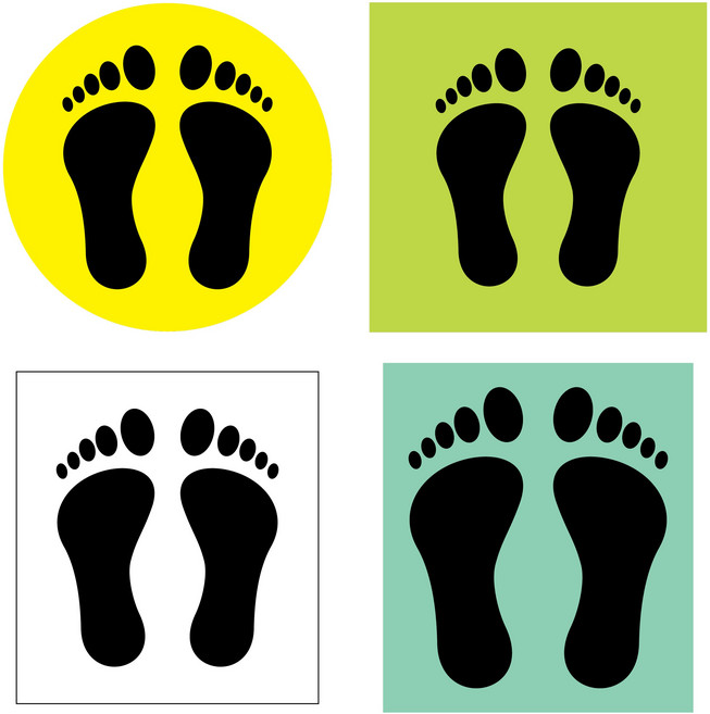 [평일4시까지당일출고] 실내실외 대형 발바닥 스티커 사회적 거리두기 스티커 (10개구매시 1개추가증정), 코팅방수지