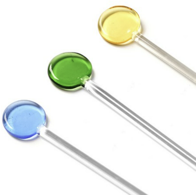 벨르디자인 유리 원톤 머들러 3종 세트, 그린 옐로우 블루, 10세트