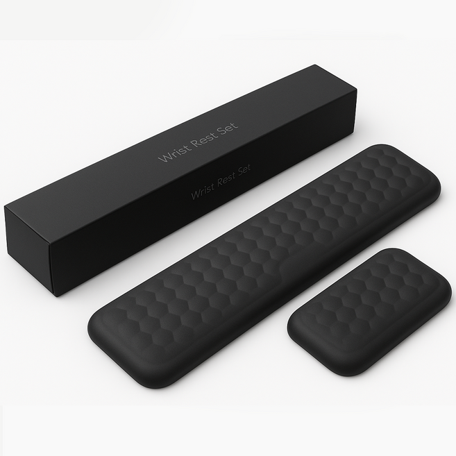 핫쏘잇 손목 압력분산 키보드 마우스 받침대, 1세트, 블랙