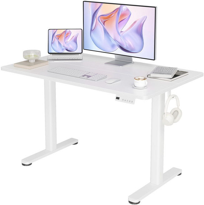 Claiks 스타일 높이조절 모션데스크 전동 컴퓨터 책상 공부 사무용 스탠드 테이블, 백색