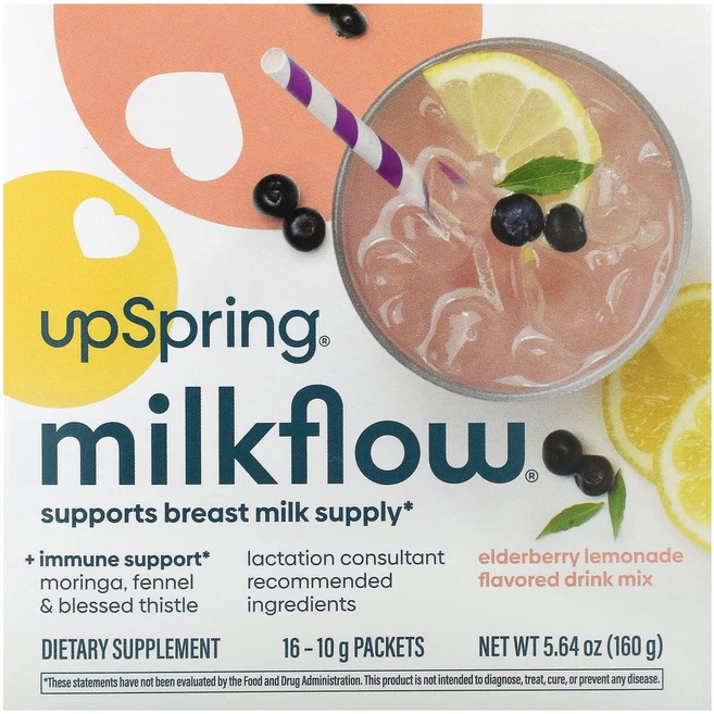 UpSpring Milkflow 드링크 믹스 엘더베리 레모네이드 16팩 각 10g, UpSpringMilkflow드링크믹스엘더베리레모네이드 - 쿠팡