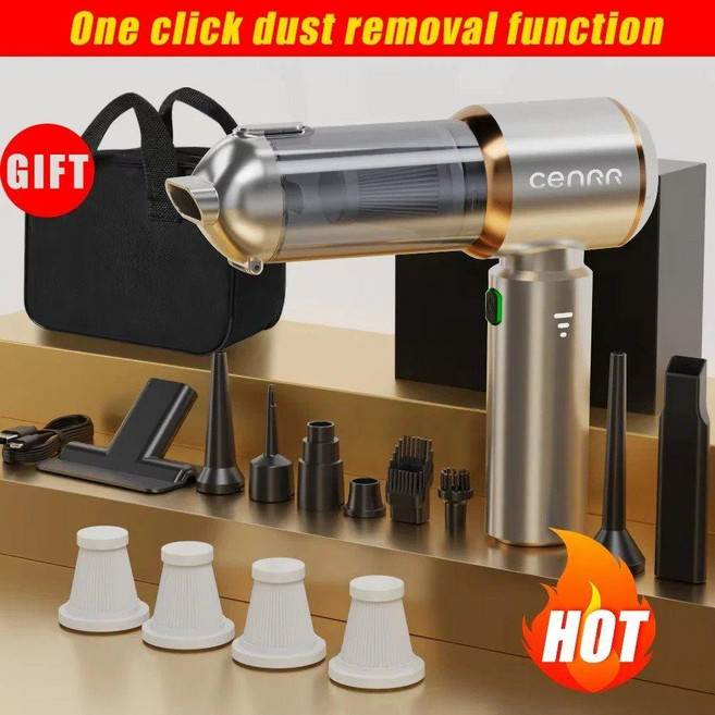 고성능 자동차 진공 청소기 휴대용 청소 그린 라이트 원터치먼지제거 자취방, 실버 풀옵션