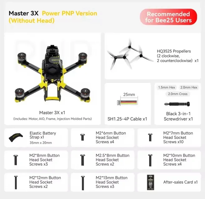 스피디비 마스터 3X 모듈식 FPV 드론 (RC 프리스타일 레이싱용), 01 PNP Without Head, 1개