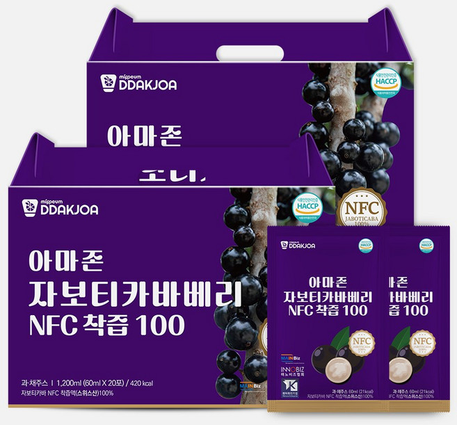 DDAKJOA 아마존 자보티카바베리 NFC착즙100, 40개, 60ml