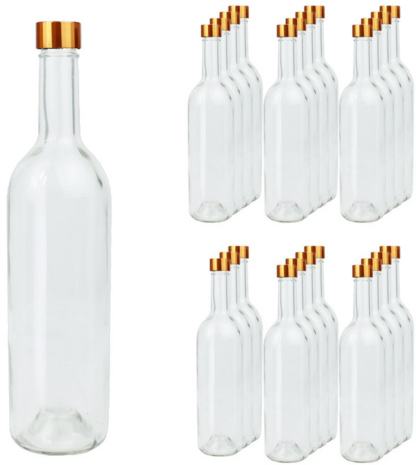 가인글로벌 와인750 투명병 + 스탬핑 숏캡 골드, 24개, 750ml