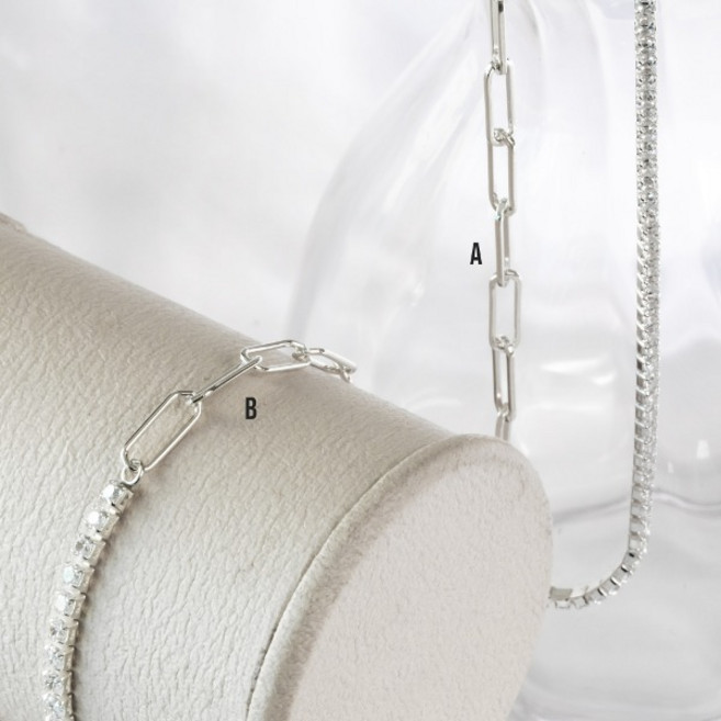 실버925 클립 체인 테니스 세트 (목걸이 팔찌)