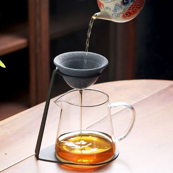 小青柑茶漏公道杯套裝, 微孔茶漏組合 大肚高硼矽公道杯, 1套