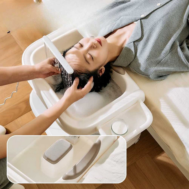 세발기 침상 샴푸 도움 가정용 샴푸대 이동식 노인 환자, 1개, 수납+스탠드+저소음 바퀴+순환 펌프