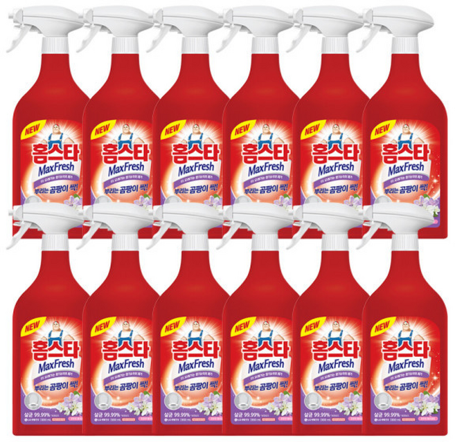 엘지생활건강 홈스타 맥스프레쉬 뿌리는 곰팡이싹 세정제 / 욕실 물때 찌든때 곰팡이제거 세제, 12개