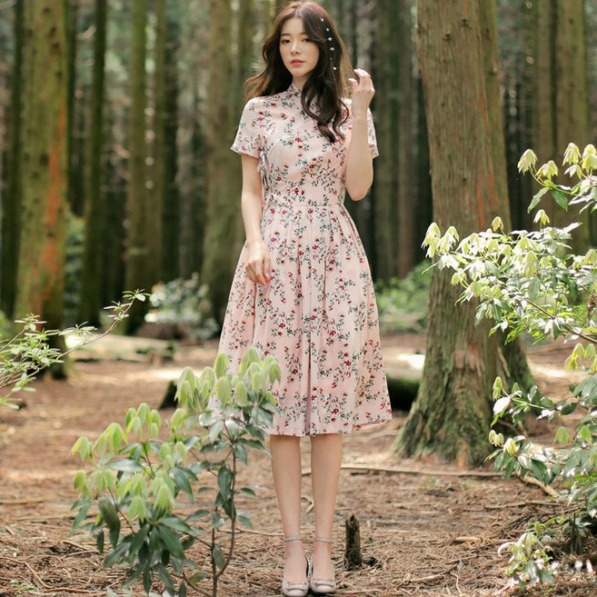 시크라인 단미 철릭원피스