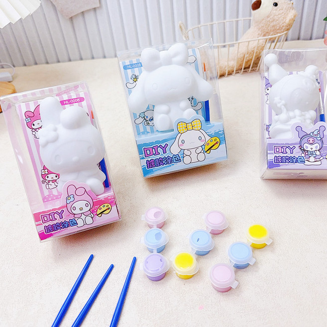 [아띠엘] 산리오 캐릭터 인형 페인팅 DIY 그리기 색칠놀이 물감놀이 미술 집콕놀이 어린이 초등학생, 1개, 쿠로미