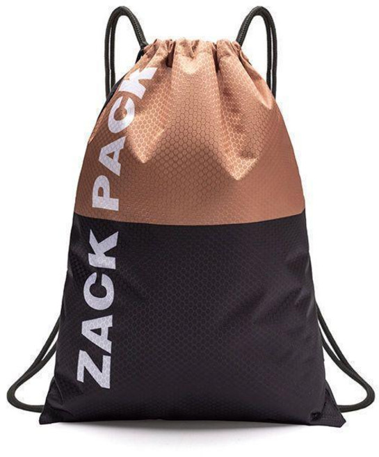 運動防水抽繩雙肩包 束口袋 男女學生揹包, DB6紀念款  穩健棕黑, 1個