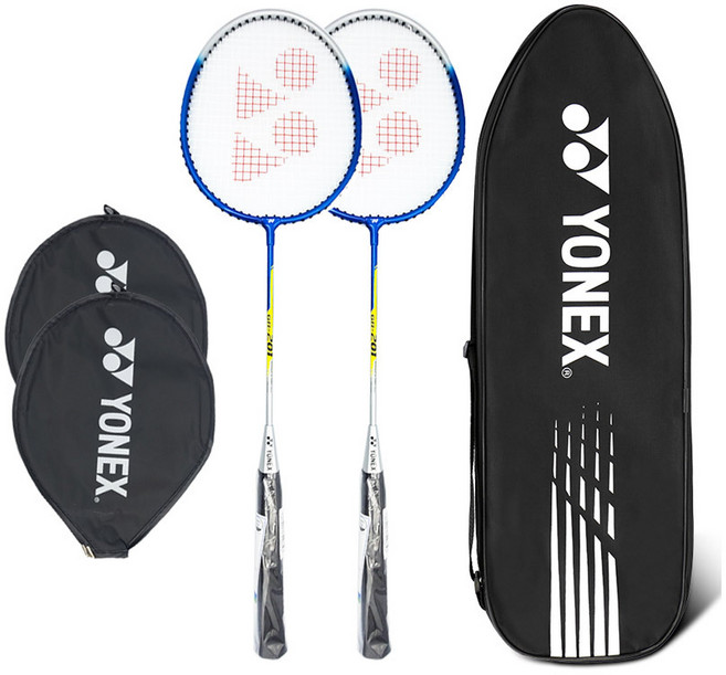 요넥스 GR201 배드민턴라켓 2개세트+헤드커버+롱케이스 라켓 세트 가벼운 입문용, BLUE