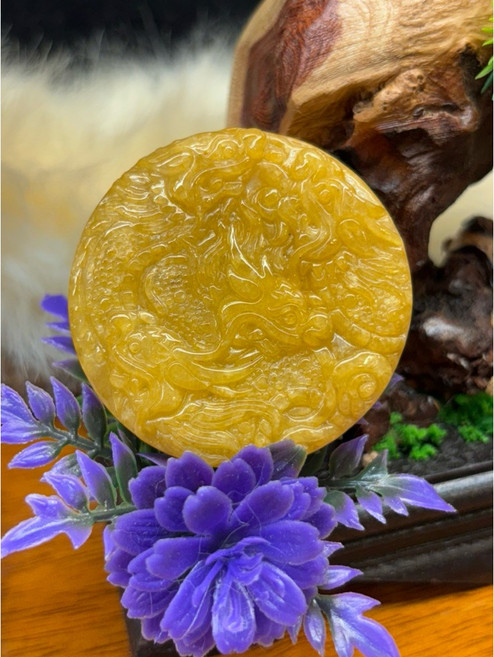 蔓華翡翠玉鐲 黃翡九龍牌 招財圓牌 附鑑定證書
