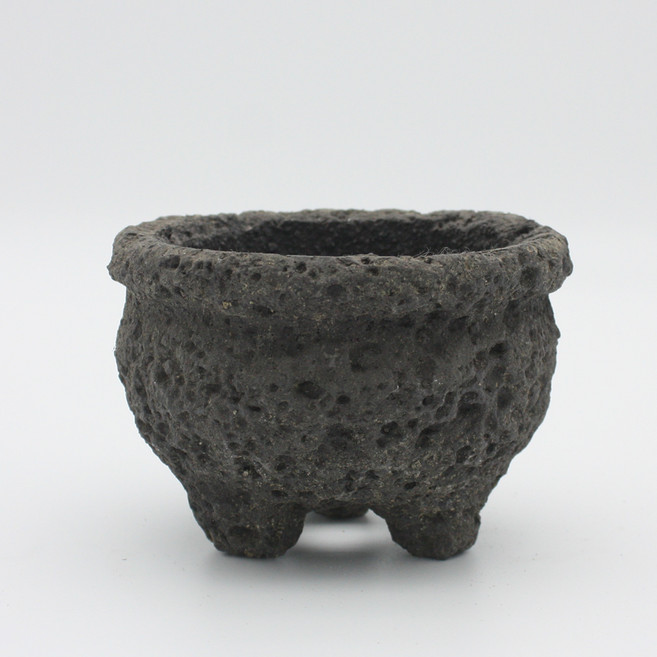 그린데이 화산석 화분 화로 디자인 - 검정 황토 자연공간연출 정원 돌화분 현무암 분재 빈티지, 1개, 검정색