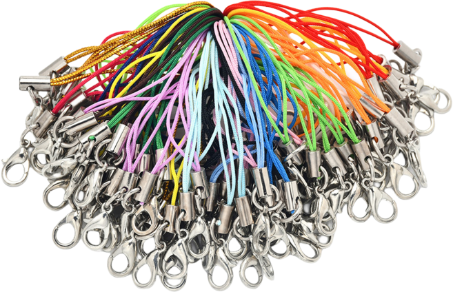 더쏠 휴대폰줄 컬러키링 대용량 폰고리 DIY부자재, 100개, 혼합