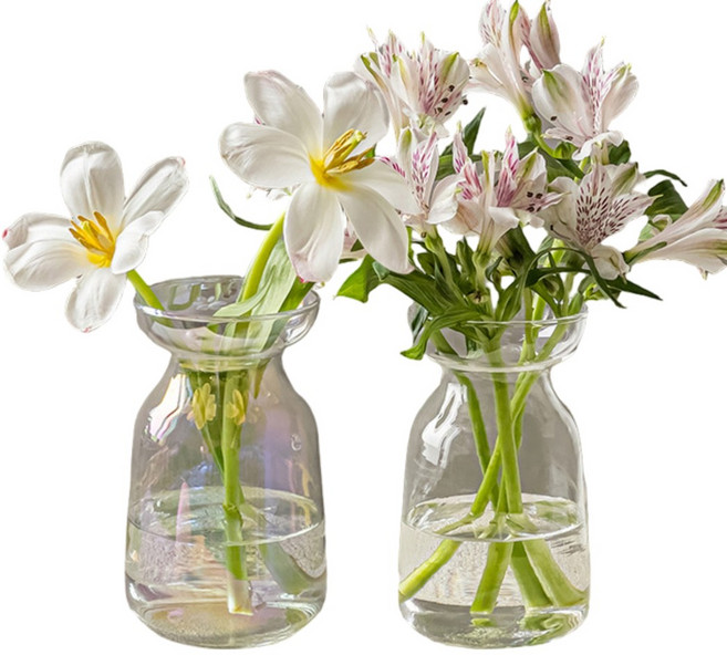 글로우 유리 화병 꽃병 2개세트, 오로라+클리어