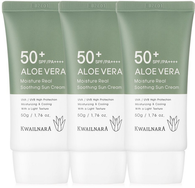 과일나라 알로에베라 모이스처 리얼 수딩 선크림 SPF50+ PA++++, 50g, 3개
