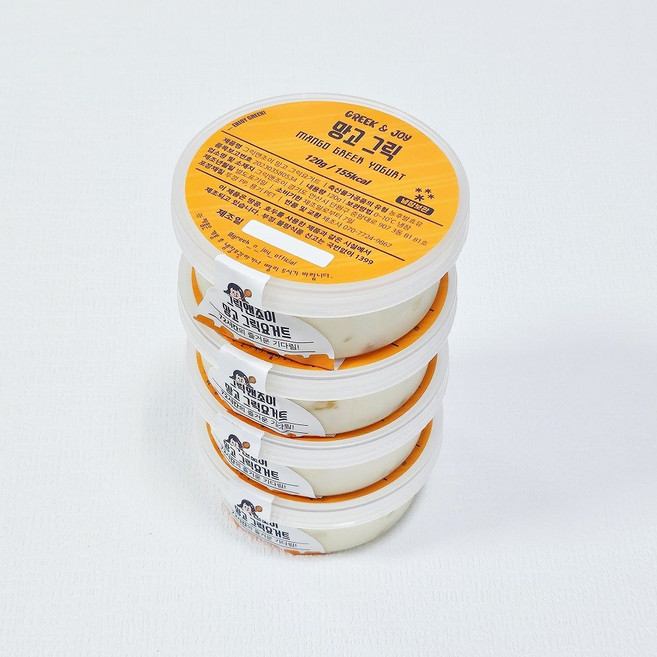 그릭앤조이 수제 망고 그릭요거트, 4개, 120g