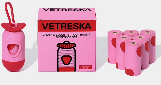VETRESKA 크러쉬&블러쉬 강아지 향기나는 배변봉투 풉백 디스펜서 세트(스모크체리 향), 세트구성(디스펜서1개+풉백7롤), 1개, 1개입