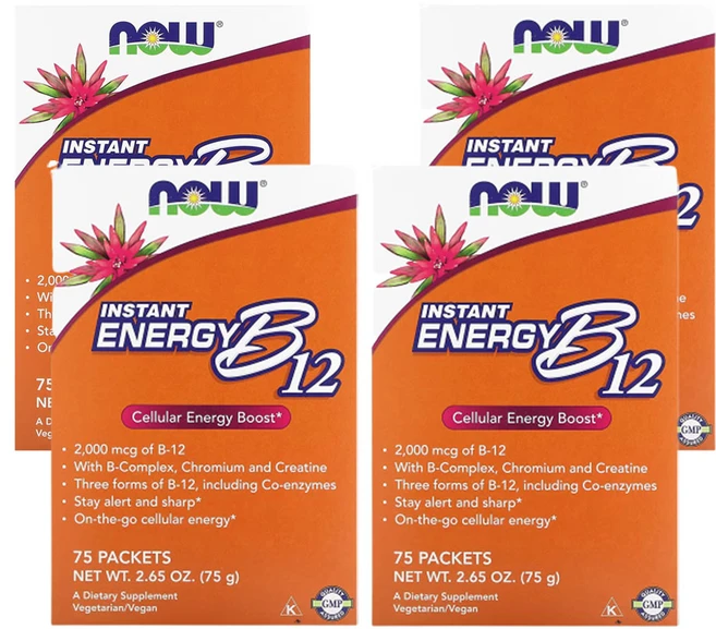 나우푸드 인스턴트 에너지 B12 2 000mcg 75팩 개당 1g(0.035oz), 4팩, 75회분 - 쿠팡