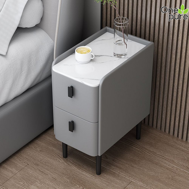 좁은협탁 틈새 서랍장 수납장 침대옆 미니 사이드, 자가설치, 35x40x50cm, 멜란지그레이-암판타입