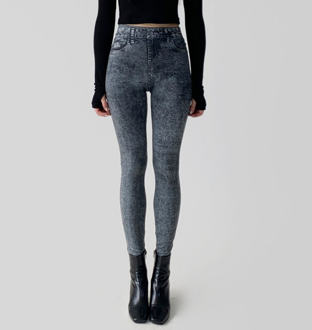 OW STYLE 청바지느낌 데님무늬 레깅스팬츠 청쫄바지 / 슬림핏 진청 캐주얼 날씬
