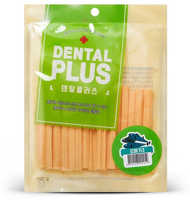 덴탈플러스 국산 덴탈 개껌, 오메가3, 50g, 4개