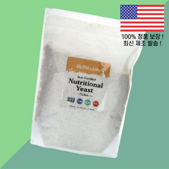 뉴내추럴스 무 뉴트리션 효모 이스트 플레이크 1.5파운드 681g NuNaturals Non Fortified Nutritional Yeast Flakes 1.5lb, 뉴내추럴스 무 뉴트리션 효모 이스트 플레이크 1.5파운, 1