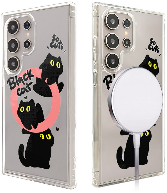 (셀론스타) CX202 트리플 블랙 캣 케이스 자석 마그네틱 아이폰 갤럭시 Z FLIP 방탄 케이스