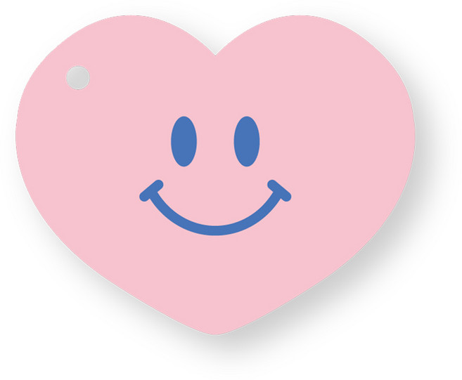 스마일 하트 택, 100매, 핑크