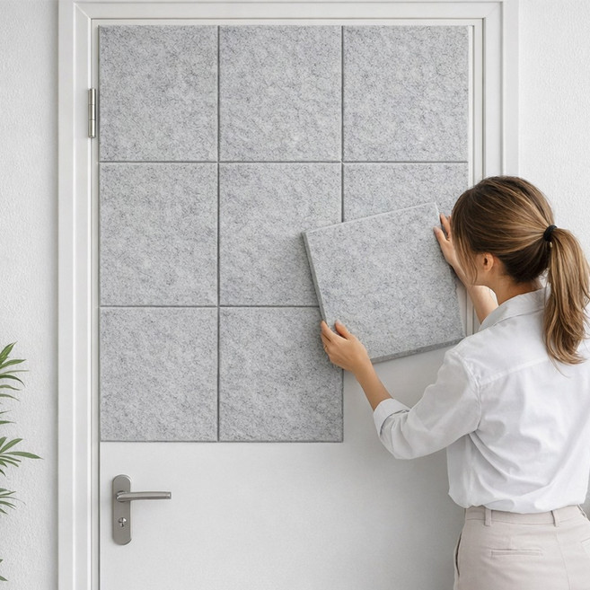 하루꿈 인테리어 방음판 접착식 방음재 흡음재 문소음방지 부착식 차음시트 벽지, 24개, 그레이