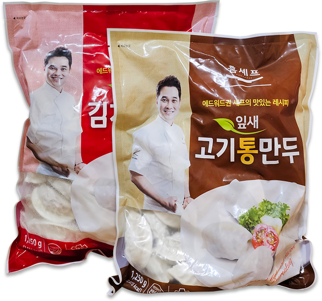 스마일유통 맛있는 에드워드권 홈셰프 잎새 김치통만두 1.25kg + 잎새 고기통만두 1.25kg