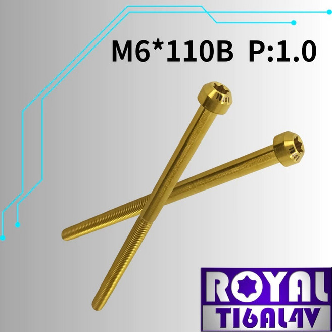 ROYAL 鈦合金錐形螺絲 M6*110B P:1.0, 1個