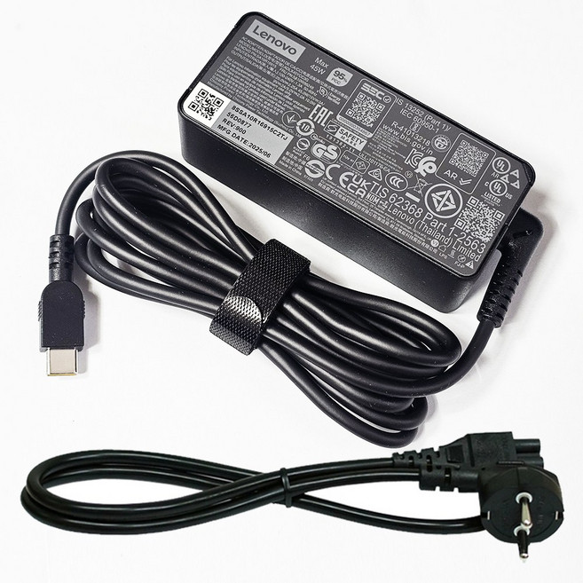 레노버 정품 45W USB C PD 충전기 ADLX45YCC3G 전원케이블기본제공, 1개, 어댑터 + 전원케이블