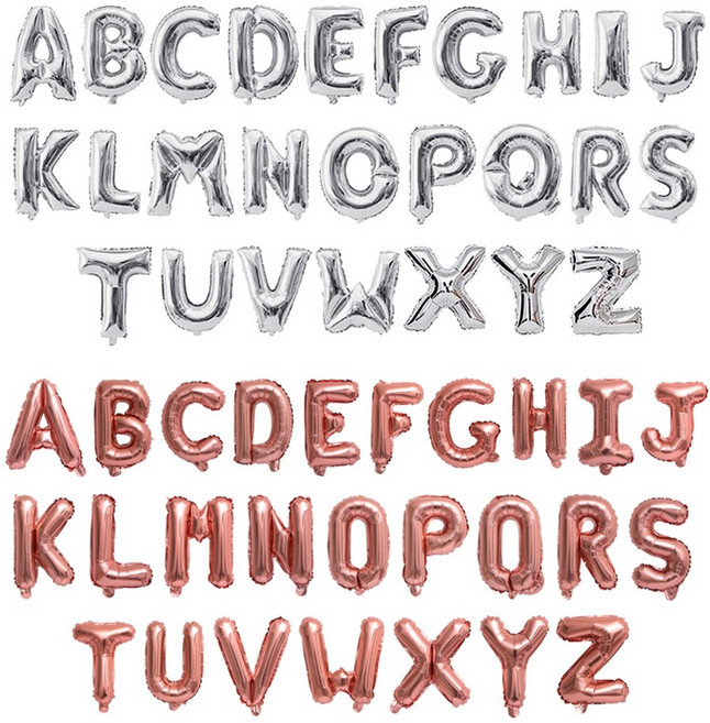 이니셜 은박풍선(실버/로즈골드) 18인치, 로즈골드, O