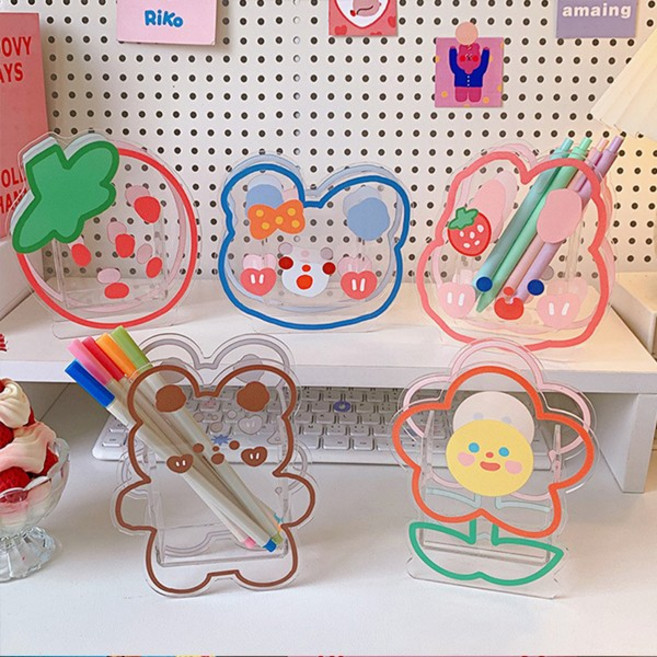 5시 주문 대형사이즈 귀여운 캐릭터 투명 아크릴 연필꽂이 인테리어 화장소품케이스 빠른배송, 14. 스타 공룡