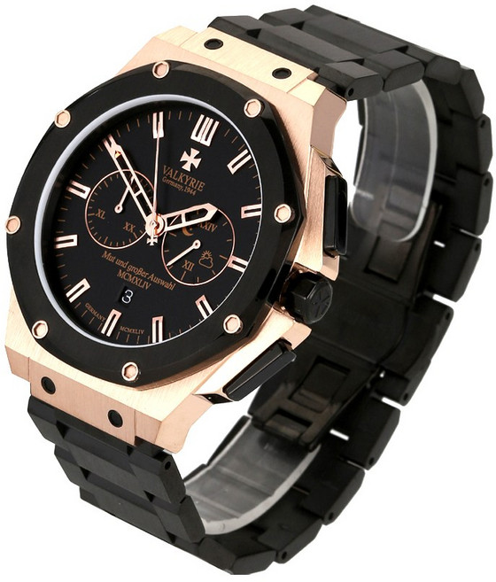 발키리 다스크로노 V-7070GBBM (골드블랙 18K 금도금) 블랙메탈스트랩+가죽밴드