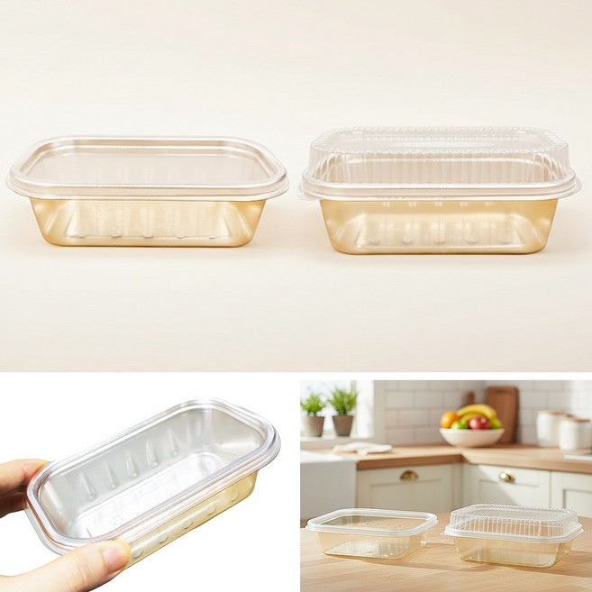 베이커리 티라미수 금색 용기 가정용 플라스틱 케이크 디저트 금색용기, 저