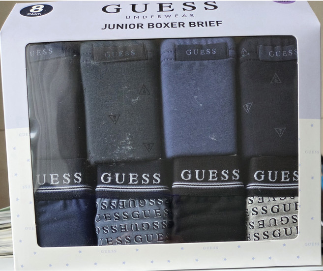 GUESS 게스 남아 주니어 면스판 박서브리프 8매 초등남아 중등남아 남아팬티세트