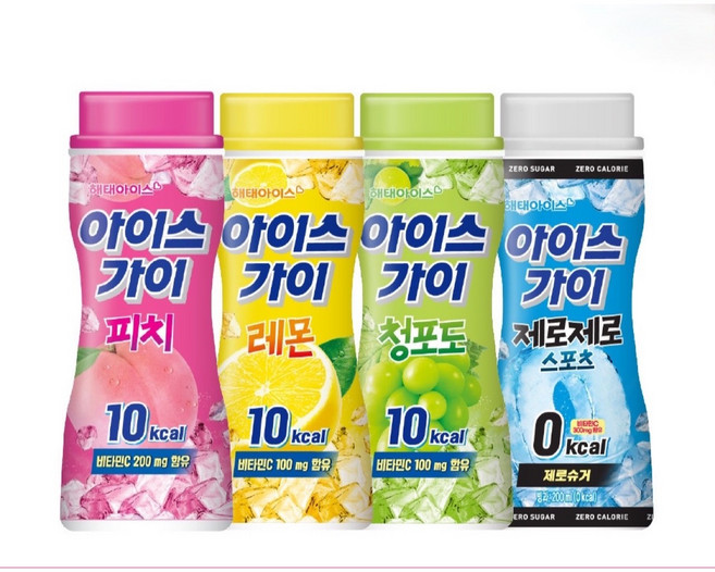 해태제과 아이스가이 복숭아 레몬 청포도 각 다섯개 총 열다섯개 골라담기, 15개, 120ml