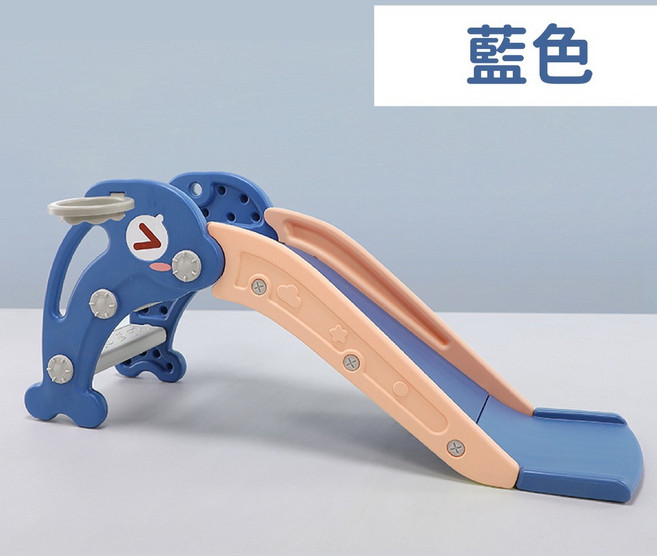 哩哩摳摳兒童溜滑梯室內 寶寶滑梯玩具附籃球框, 海豚溜滑梯藍色(檢驗合格), 1個