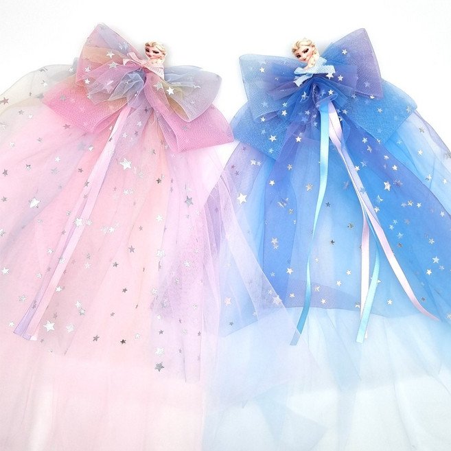 엘사 레이스 리본 면사포 헤어피스 집게핀